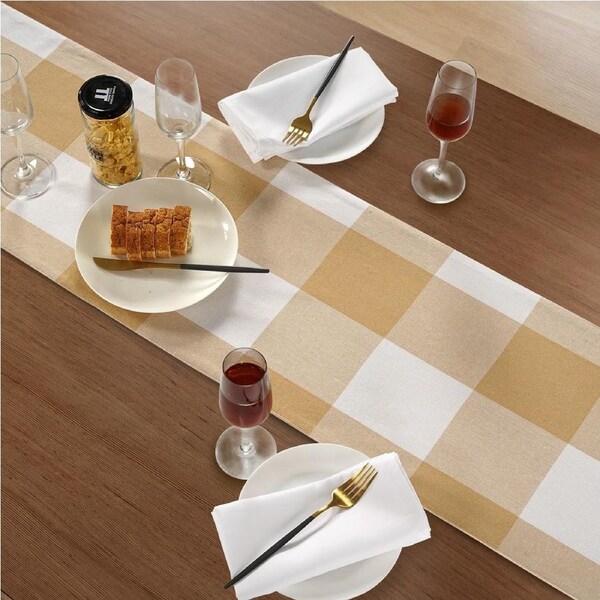 Table Runner 33x275cm - Beige Check