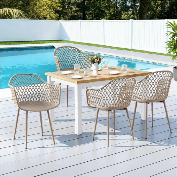 4x Gardeon Outdoor Dining Chairs PP Lounge Chair Patio Furniture Garden Coffee