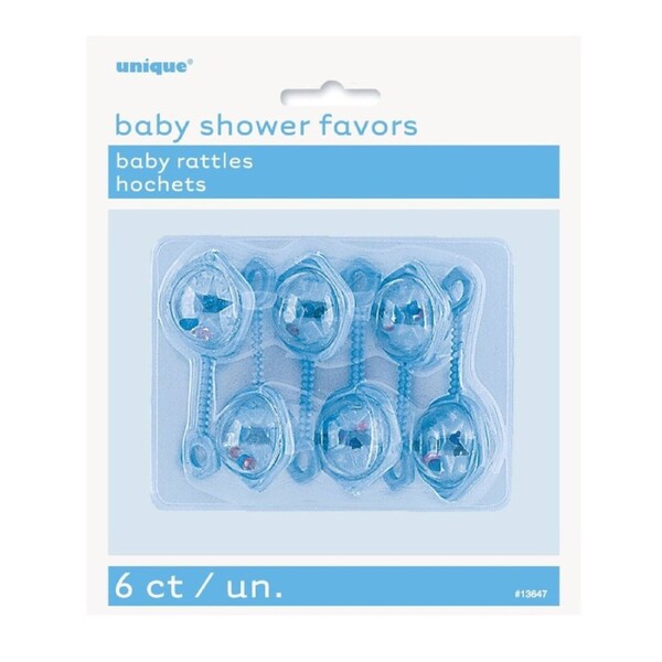 More Than Party Baby Rattles Infant Toy Shower Favours Blue Pack of 6