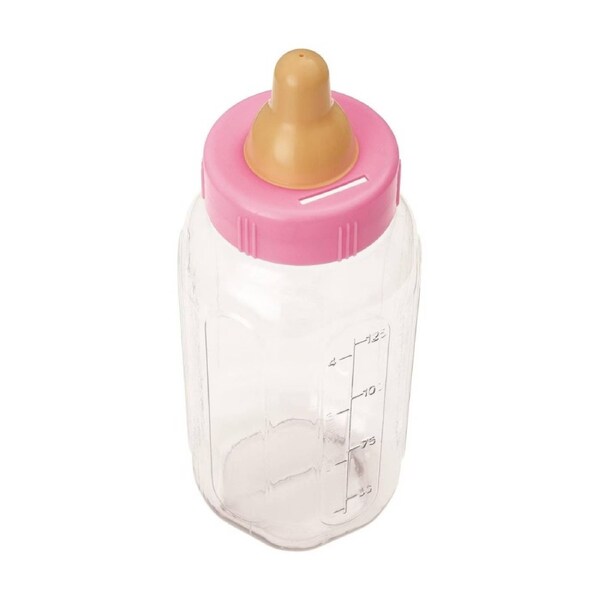 More Than Party Plastic Fillable Baby Drinking Bottle Bank Pink 11 Inches