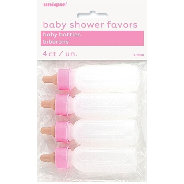 More Than Party Plastic Fillable Baby Drinking Bottles Pink Pack of 4