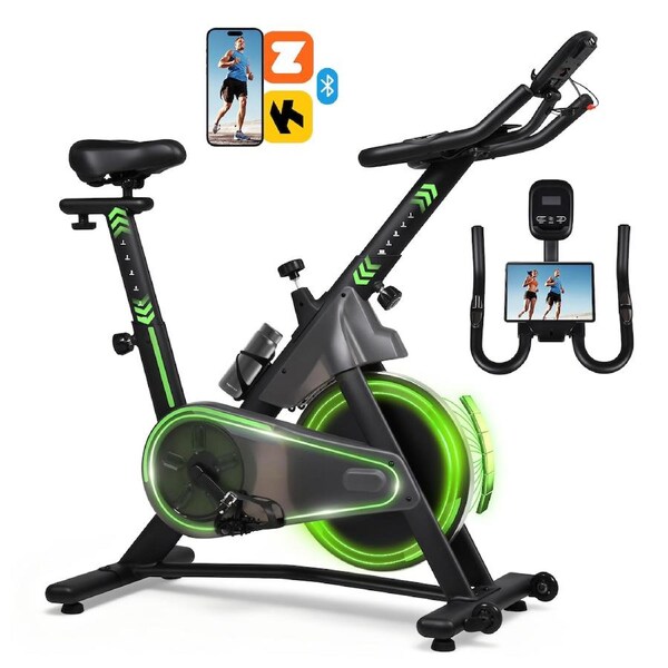 Advwin Exercise Bike, Magnetic Resistance Stationary Bike with 6kg Flywheel, LCD Monitor & Pad Cup Holder, Silent Spin Bikes for Home Gym Fitness, 120kg Max