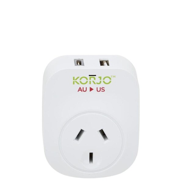 Korjo US Travel Adaptor Plug with USB C + USB A Port White