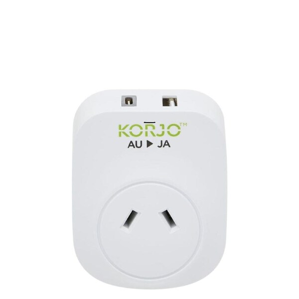 Korjo Japan Travel Adaptor Plug with USB C + USB A Port White