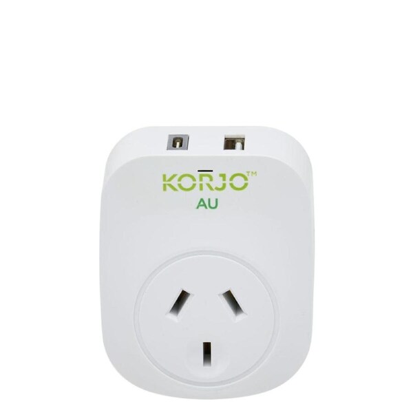 Korjo AUS / NZ Travel Adaptor Plug with USB C + USB A Port White