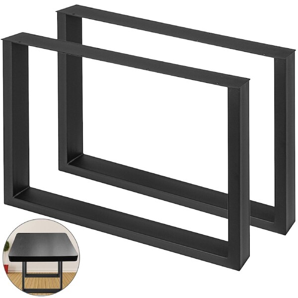 Black Metal Table Legs, Set of 2 Steel Table Legs, 35x28 Inch Dining Table Legs, Office Table Legs, Computer Desk Legs, Steel Bench Legs, Country Style Table Legs, DIY Furniture Legs