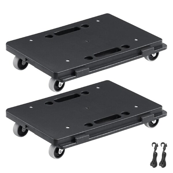 Furniture Dolly, 2 Pack Heavy Duty Furniture Mover with Wheels, 500 lbs Capacity Each, Portable Moving Rollers with 4 Wheels, Small Flat Dolly Cart with Interlocking Design, for Heavy Furniture, Black