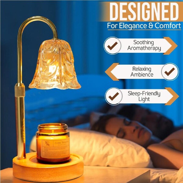 Candle Warmer Lamp Adjustable Height With Timer Dimmer Wax Melt Night Light Gift