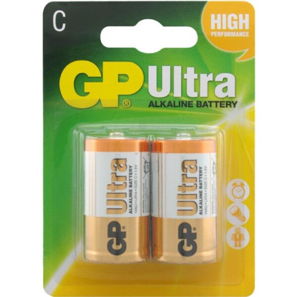 GP Gp 1.5V Ultra Alkaline C Battery Card Of 2