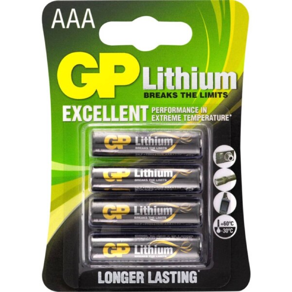 GP 1.5V Aaa Lithium Fro3 Pack -4 Gp