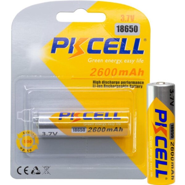 PKCELL 3.7V 2600Mah 18650 Lithium Ion Battery Rechargeable Pkcell Flat Top