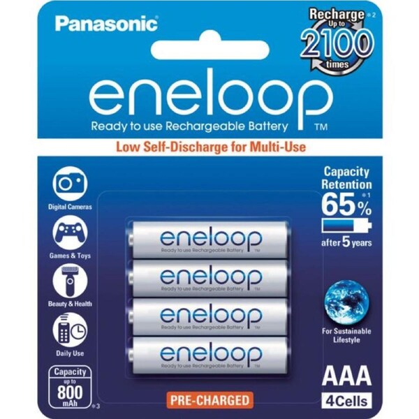 PANASONIC 4 Pack Aaa Eneloop Batteries Rechargeable Lsd