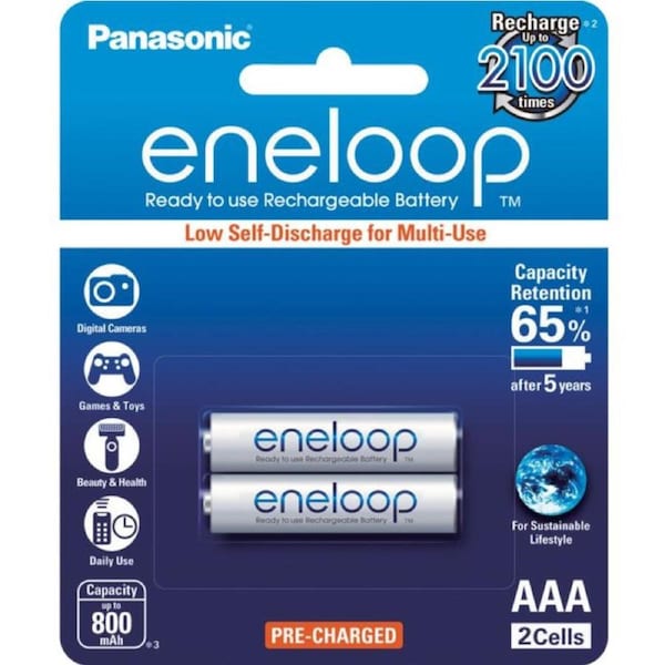 PANASONIC 2 Pack Aaa Eneloop Batteries Rechargeable Lsd