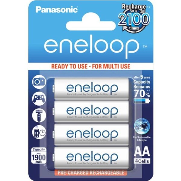 PANASONIC 4 Pack Aa Eneloop Batteries Rechargeable Lsd Panasonic