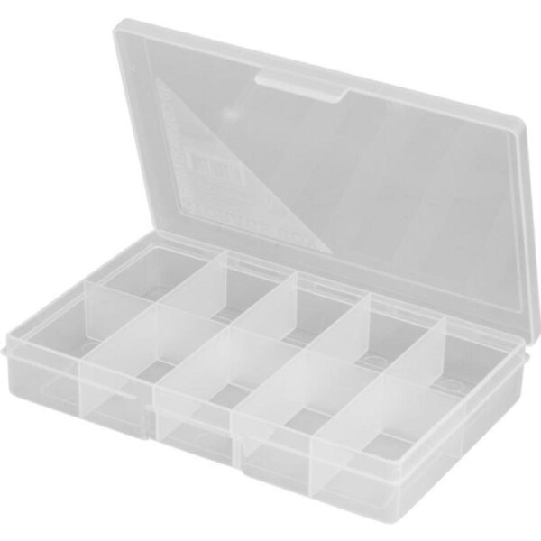 FISCHER PLASTIC 10 Compartment Storage Box Small Plastic Case