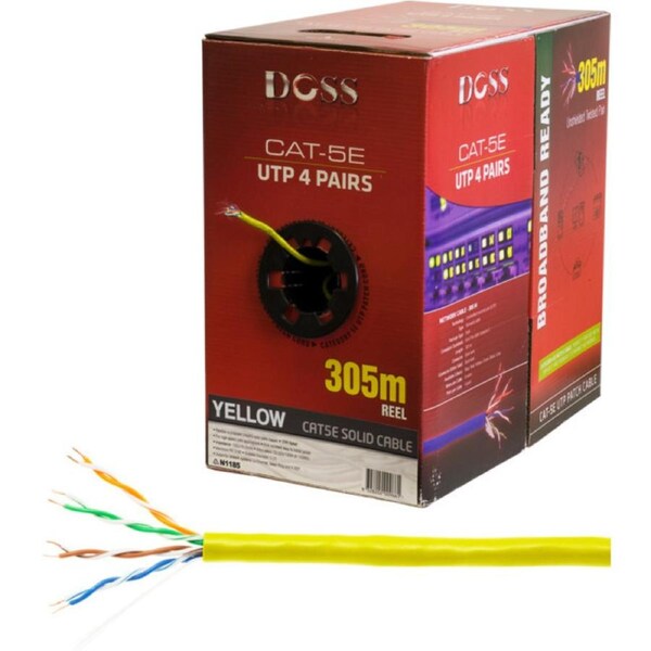 DOSS 305M Cat5E Solid Cable Yellow Sold As 305M Roll