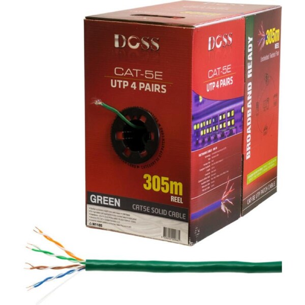 DOSS 305M Cat5E Solid Cable Green Sold As 305M Roll Only