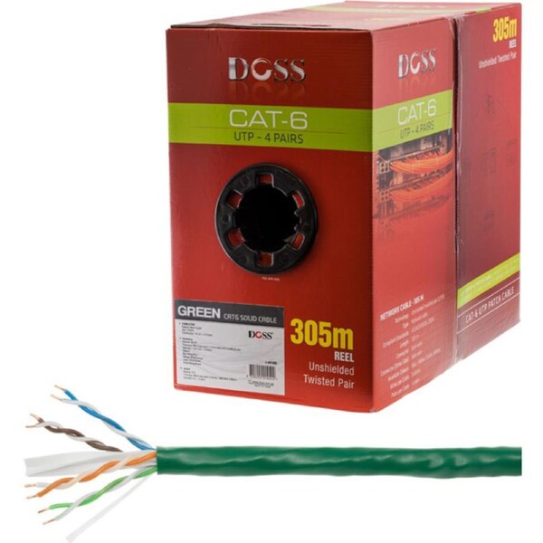 DOSS 305M Cat6 Solid Cable Green Sold As 305M Roll Only
