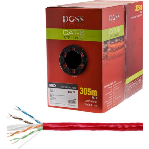 DOSS 305M Cat6 Solid Cable Red Sold As 305M Roll Only