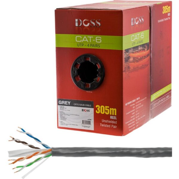 DOSS 305M Cat6 Solid Cable Grey Sold As 305M Roll Only
