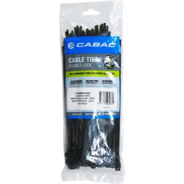 CABAC 203 X 4.3Mm Double Lock Cable Tie 100Pk Black