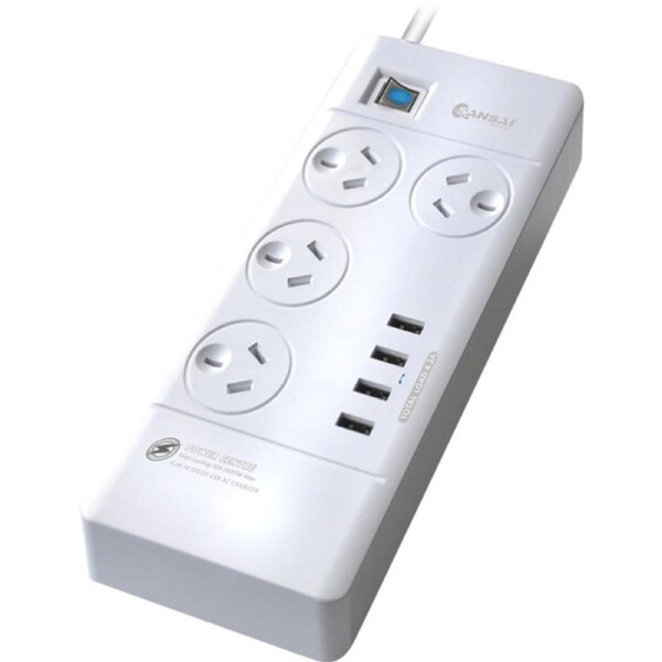 SANSAI 4 Way Power Board With Usb Surge 4 Usb 4.2A Sansai