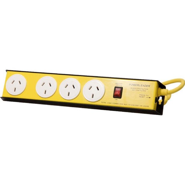 POWERLEADER 4 Way Metal Powerboard Heavy Duty Powertough
