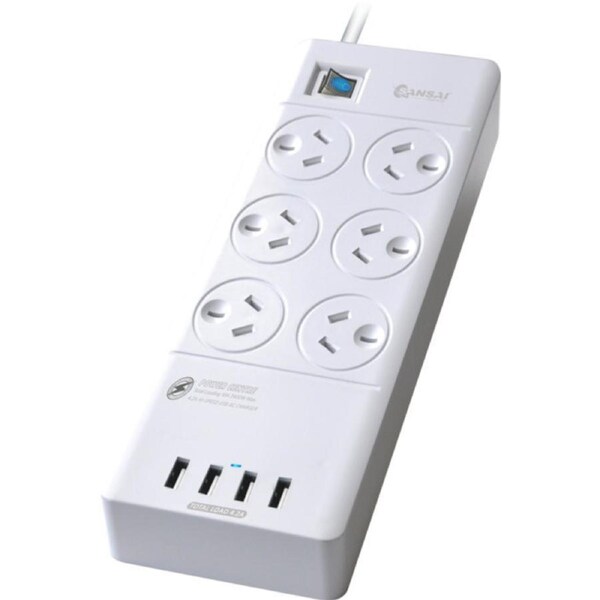 SANSAI 6 Way Power Board With Usb Surge 4 Usb 4.2A Sansai