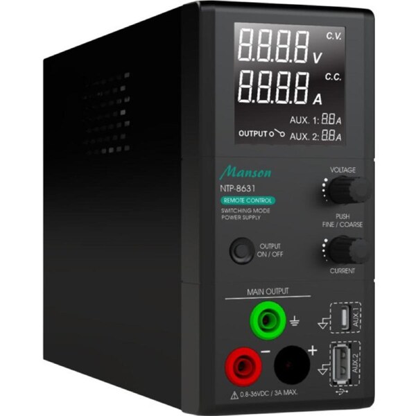 MANSON 0.8-36V 0.1-3A 100W Switchmode Power Supply Programmable Lab Grade With Usb A And Type C Output