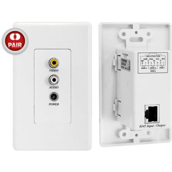 Video Audio + Power Over Cat5 Extender Wall Plate 2Pcs/Set