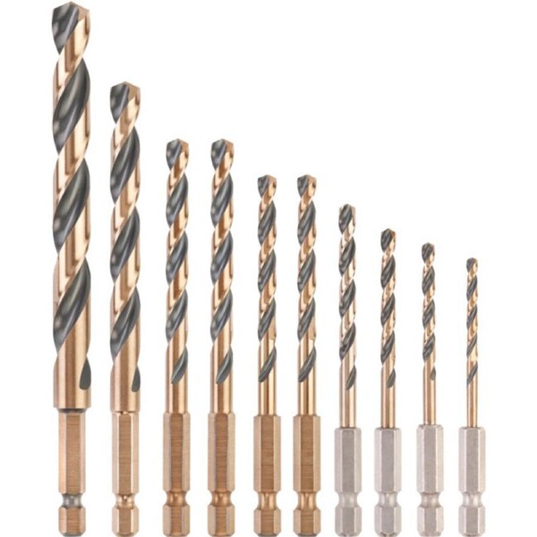 DEWALT 10Pcs Hex Drill Bit Set Black & Gold