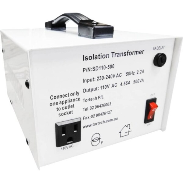 TORTECH 500W Usa Stepdown Transformer 110V Dielectrically Isolated