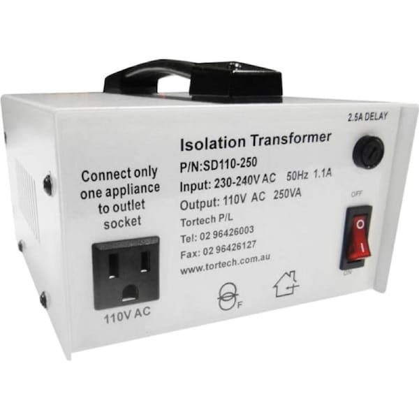 TORTECH 250W Usa Stepdown Transformer 110V Dielectrically Isolated