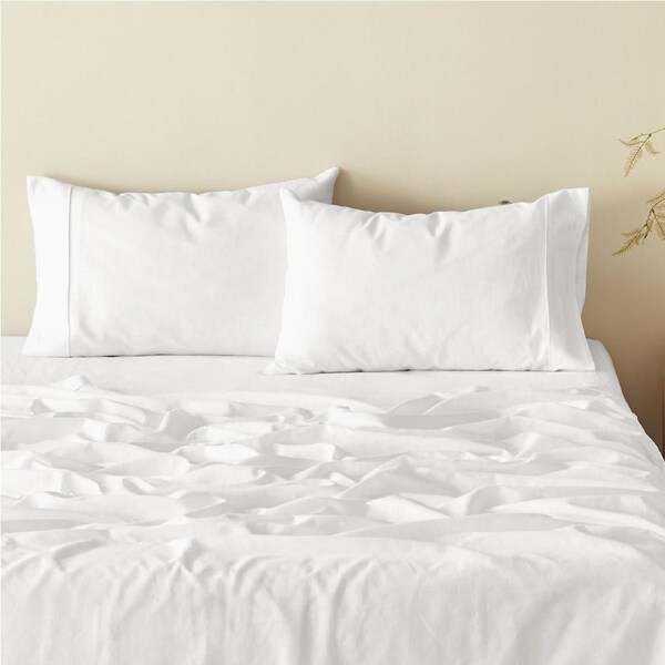 Natural Home 100% European Flax Linen White Standard Pillowcase Twin Pack