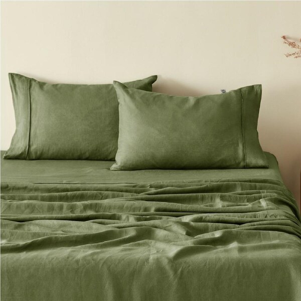 Natural Home 100% European Flax Linen Hunter Standard Pillowcase Twin Pack