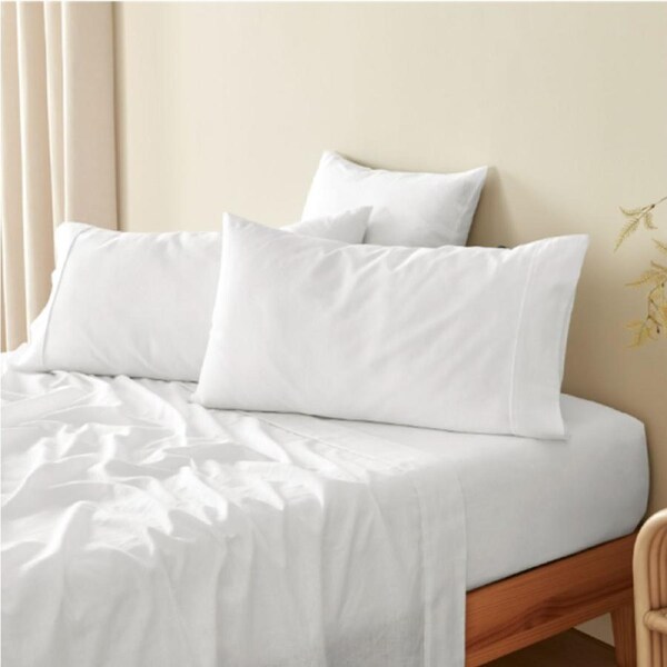 Natural Home 100% European Flax Linen White King Pillowcase Twin Pack