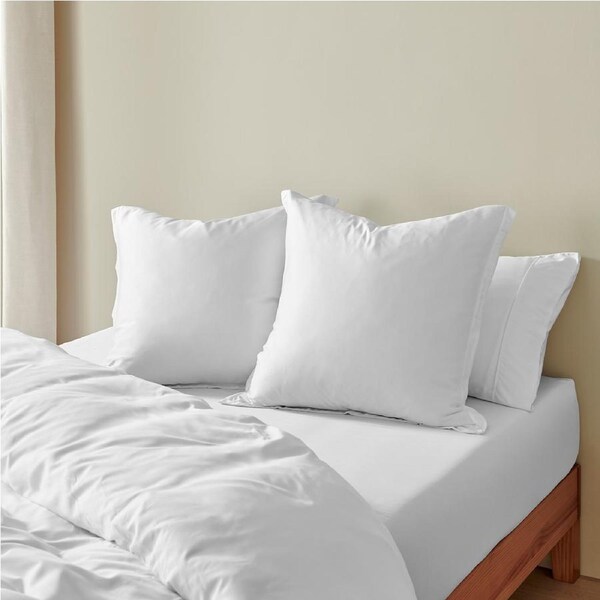 Natural Home Bamboo Tailored European Pillowcase White Twin Pack