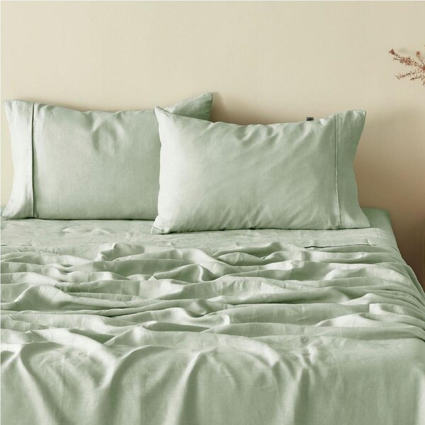 Natural Home 100% European Flax Linen Willow Green Standard Pillowcase Twin Pack