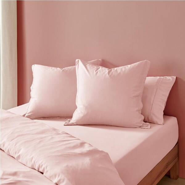 Natural Home Bamboo Tailored European Pillowcase Blush Pink Twin Pack