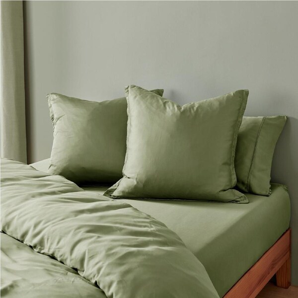 Natural Home Bamboo Tailored European Pillowcase Eucalyptus Twin Pack