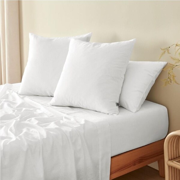 Natural Home 100% European Flax Linen White Euro Pillowcase Twin Pack
