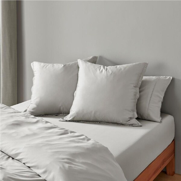 Natural Home Bamboo Tailored European Pillowcase Dove Grey Twin Pack