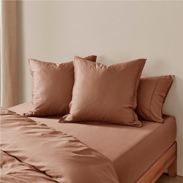 Natural Home Bamboo Tailored European Pillowcase Earth Twin Pack