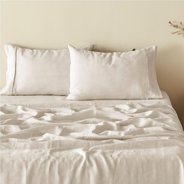 Natural Home 100% European Flax Linen Natural Standard Pillowcase Twin Pack