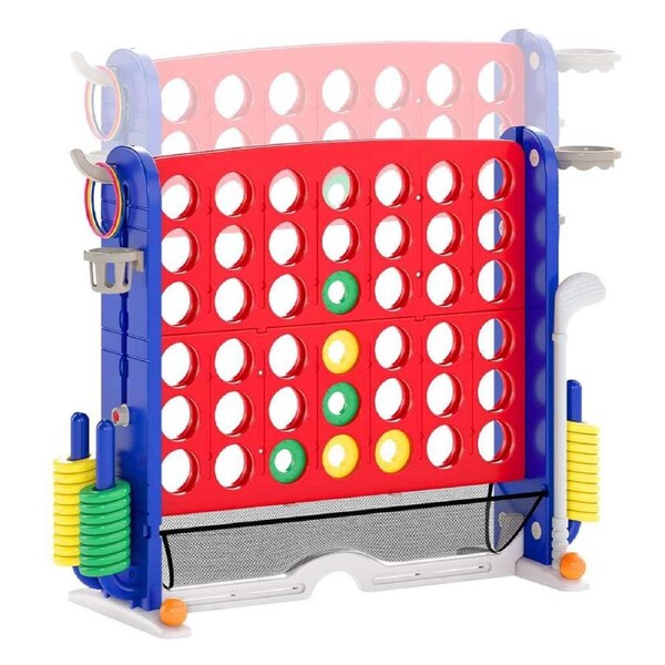 Babyjoy Giant Connect 4 In A Row Jumbo w/Basketball Hoop 4-To-Score Board Game Set Red