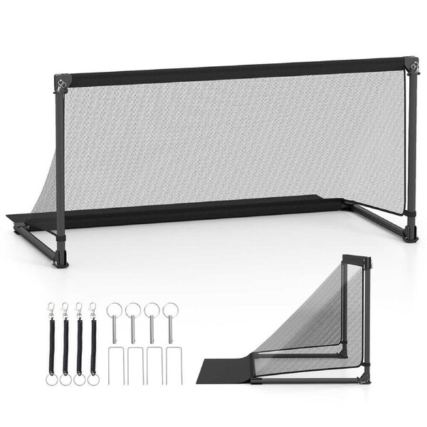 Costway 150x71x76CM Soccer Goal Portable POP Up Soccer Net Foldable Soccer Training Equipment w/Metal Frame for Youth