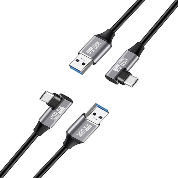 5A Fast Charging Nylon Braided Right-Angle Type-C Cable - 2pcs Set