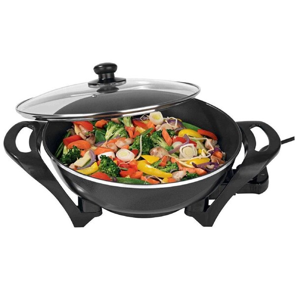 Electric Pan 4.5L Non-Stick Wok Cooking Skillet - Benchtop Frying Frypan Kitchen Supplies