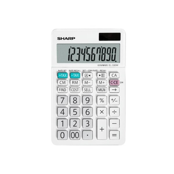 SHARP EL330WB 10 Digit Angled Business Calculator – White