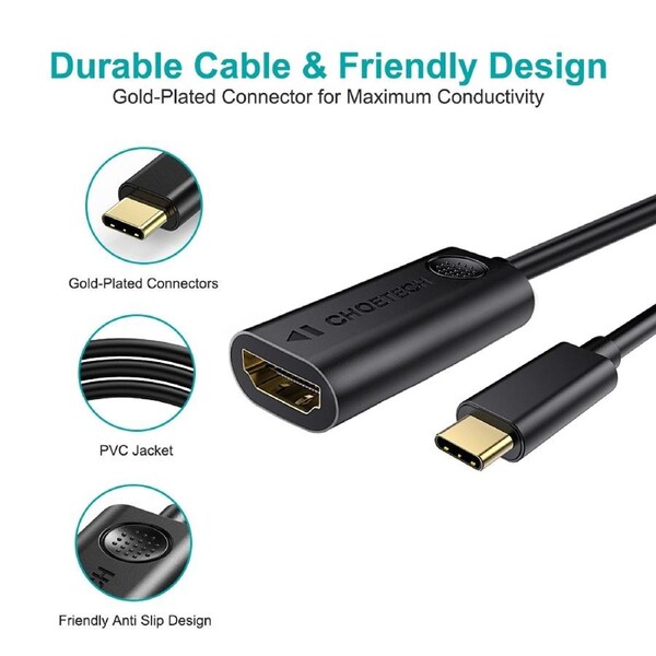 Choetech HUB-H04 USB-C to HDMI Adapter for Thunderbolt 3 & USB-C - 20cm Black